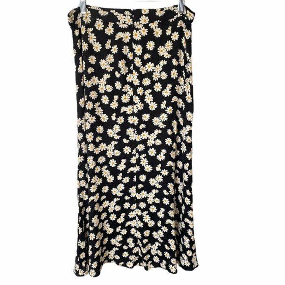 REFORMATION Bea Daisy Daisies Midi Skirt Black 8